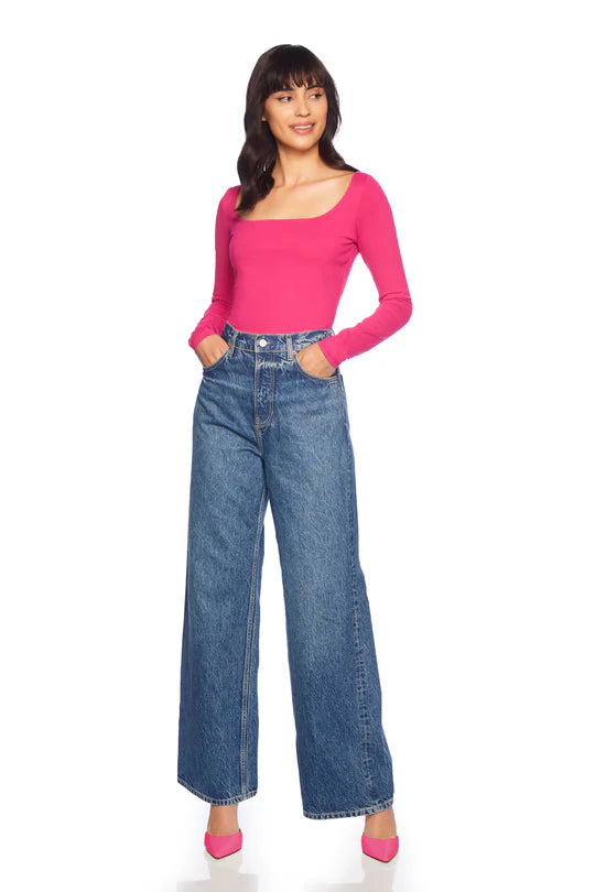 SM - Long Sleeve Scoop Front Top - Peony