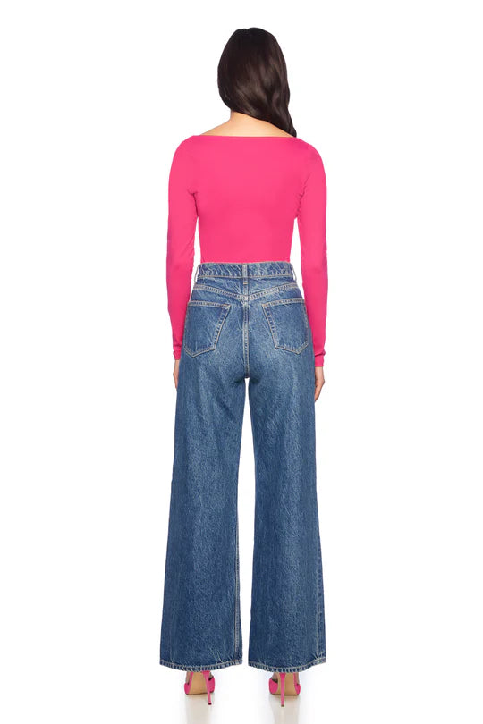 SM - Long Sleeve Scoop Front Top - Peony