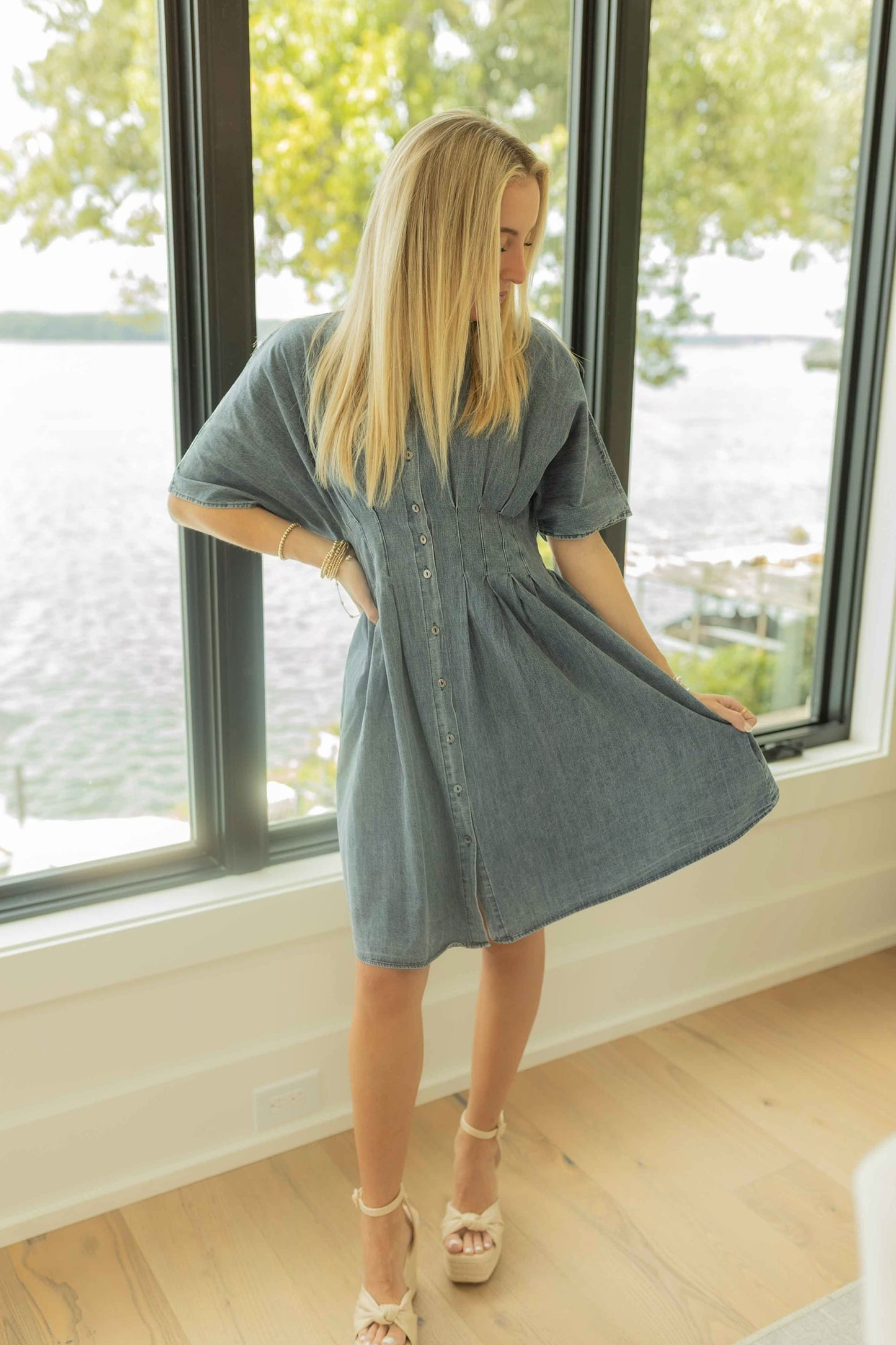 Rosemary Mini Dress - Denim Blue