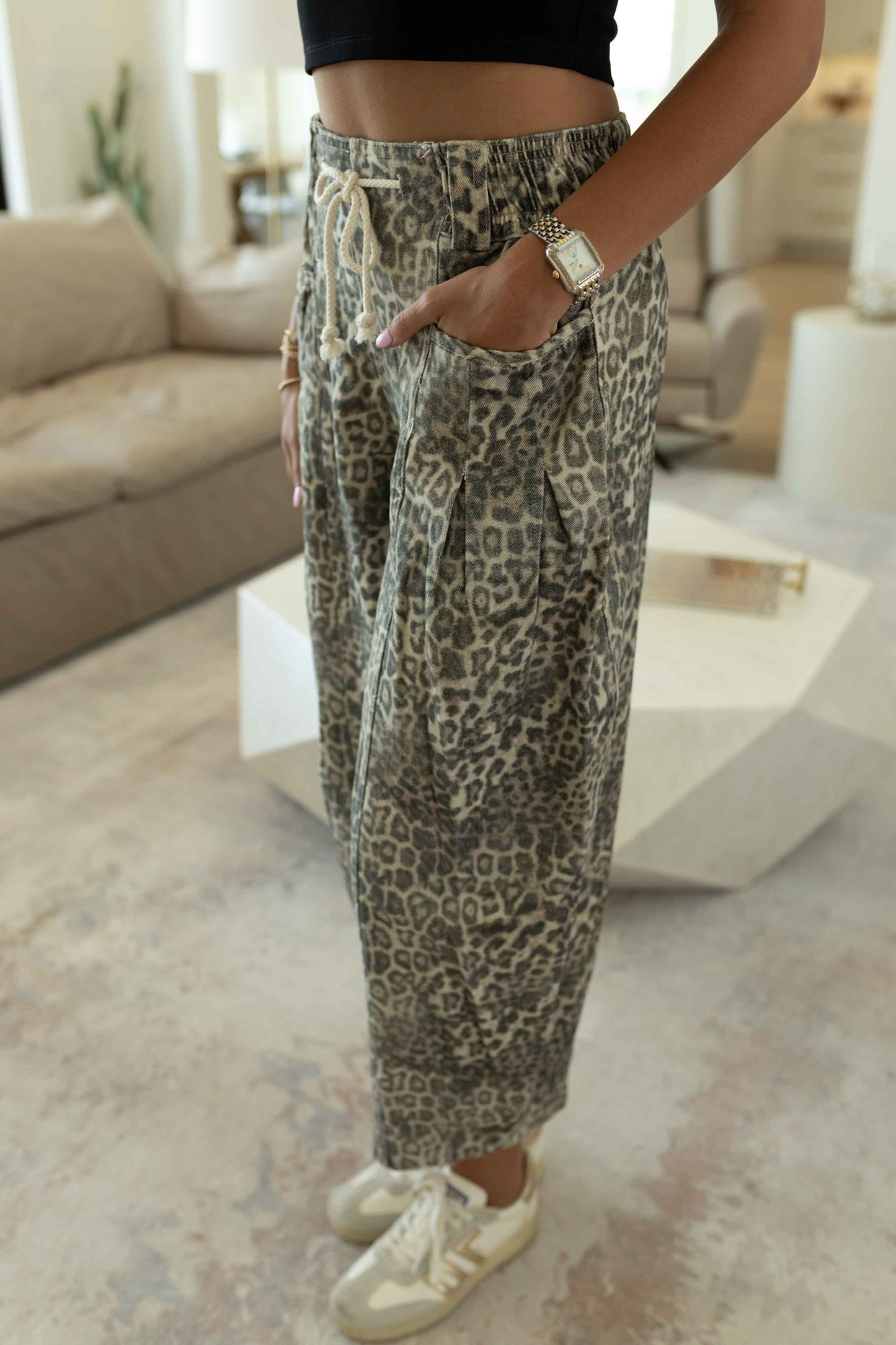 Leopard Drift Barrel Pant