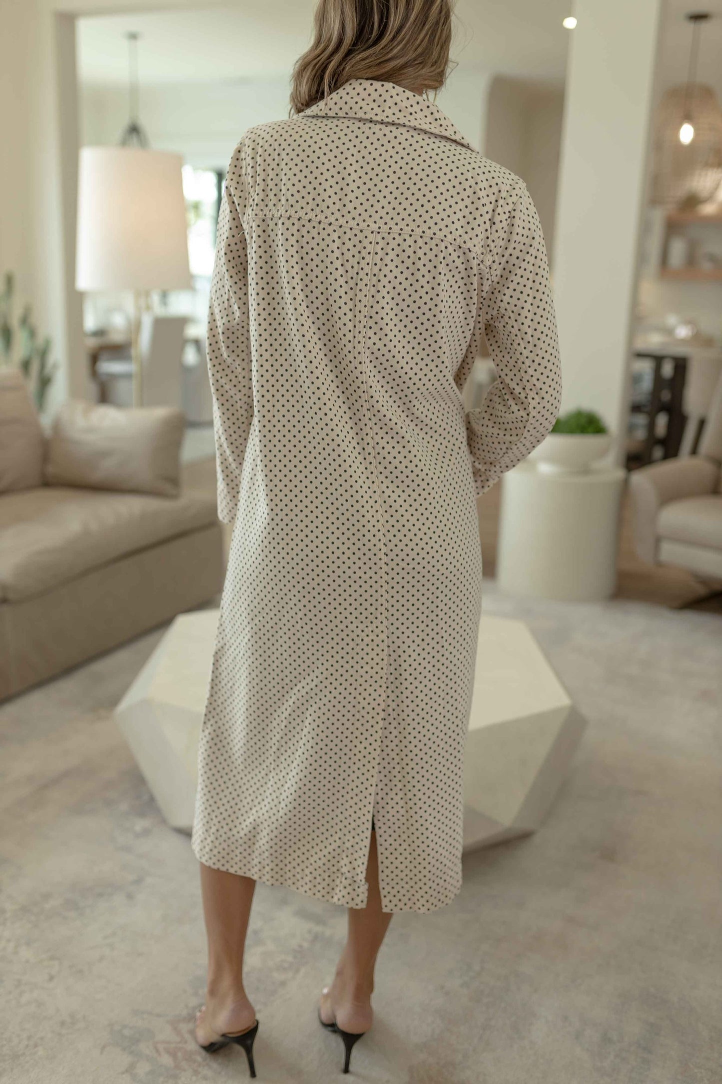 FP- Monique Denim Duster- Ivory Polka Dot