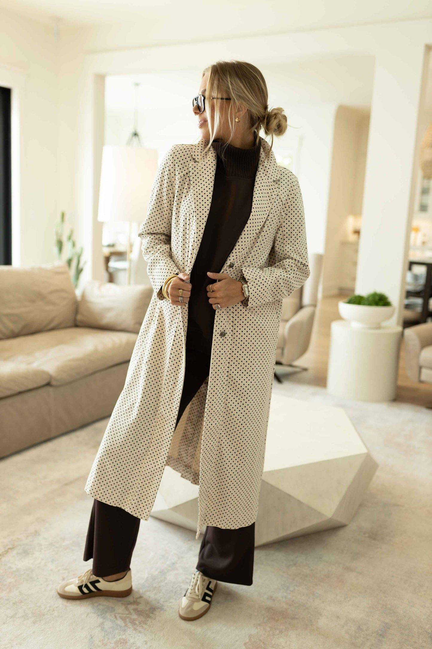 FP- Monique Denim Duster- Ivory Polka Dot