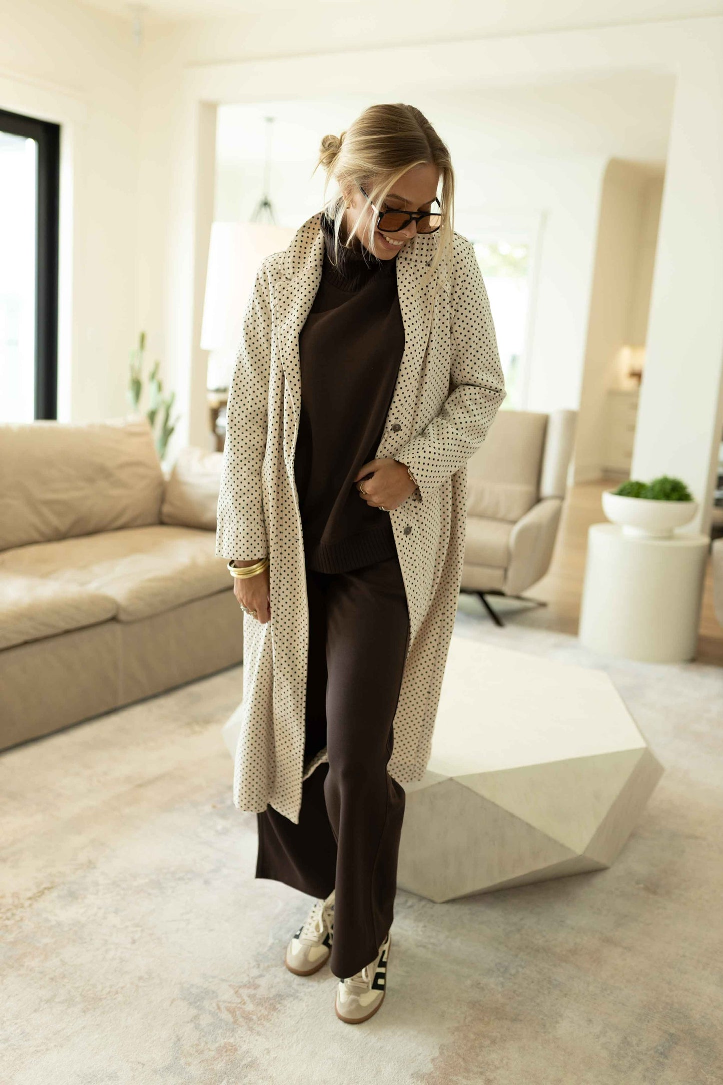 FP- Monique Denim Duster- Ivory Polka Dot
