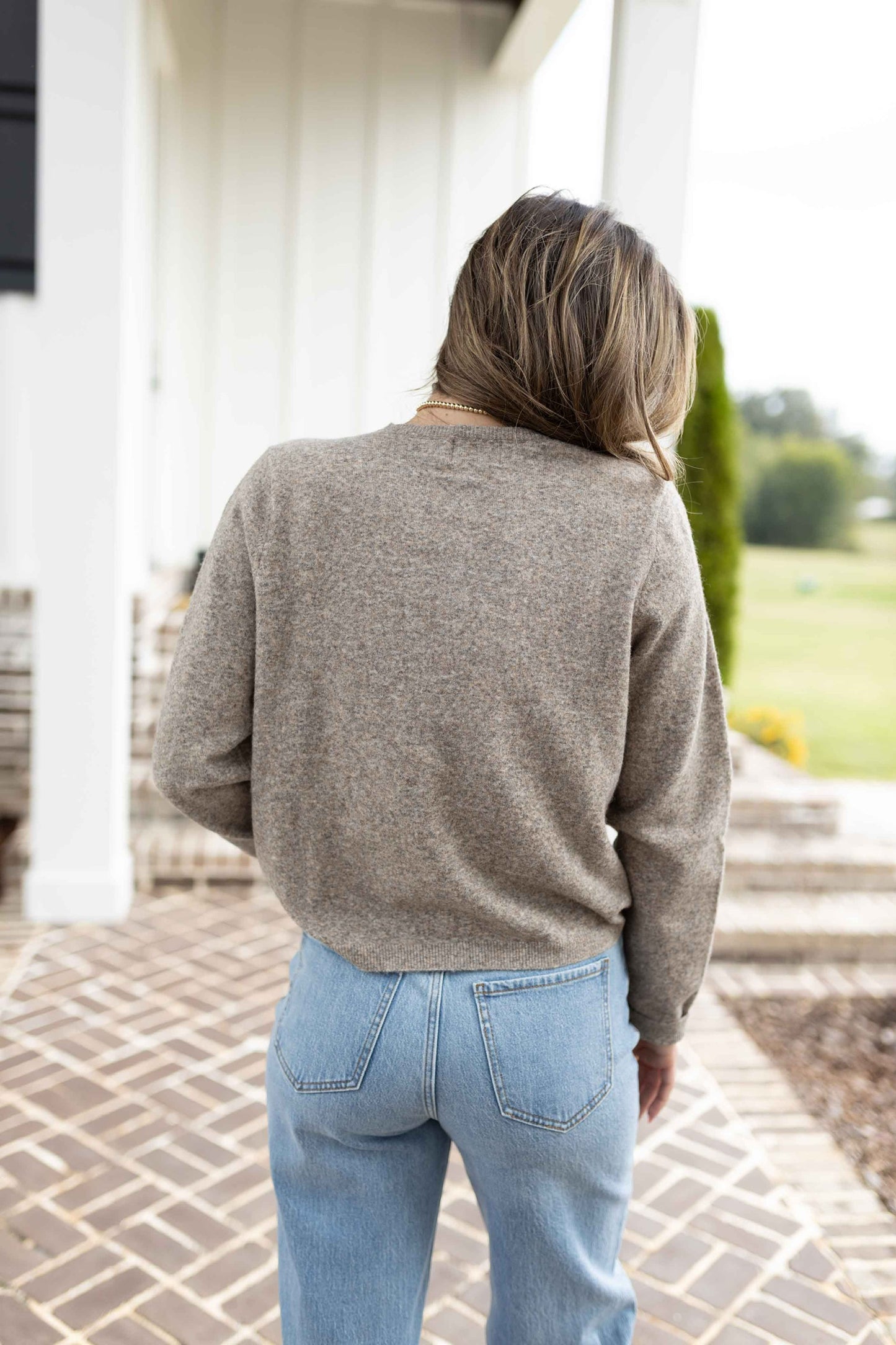 Flower Button Cardigan - Mocha