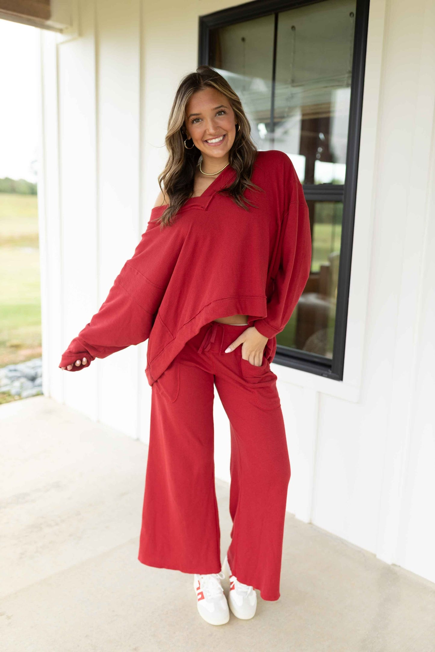 Staycation Lounge Pant Bottoms - Deep Cherry