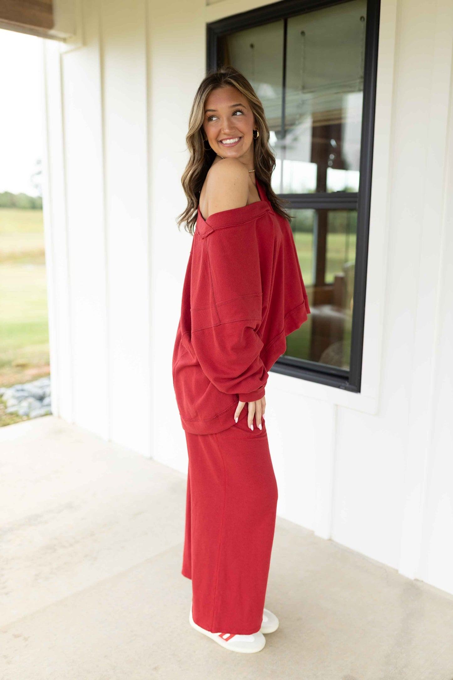 Staycation Lounge Pant Bottoms - Deep Cherry