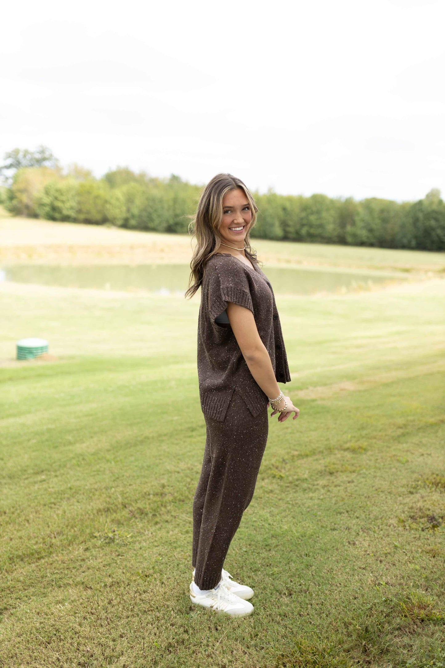 Mia Sweater Vest Jogger Set - Chocolate