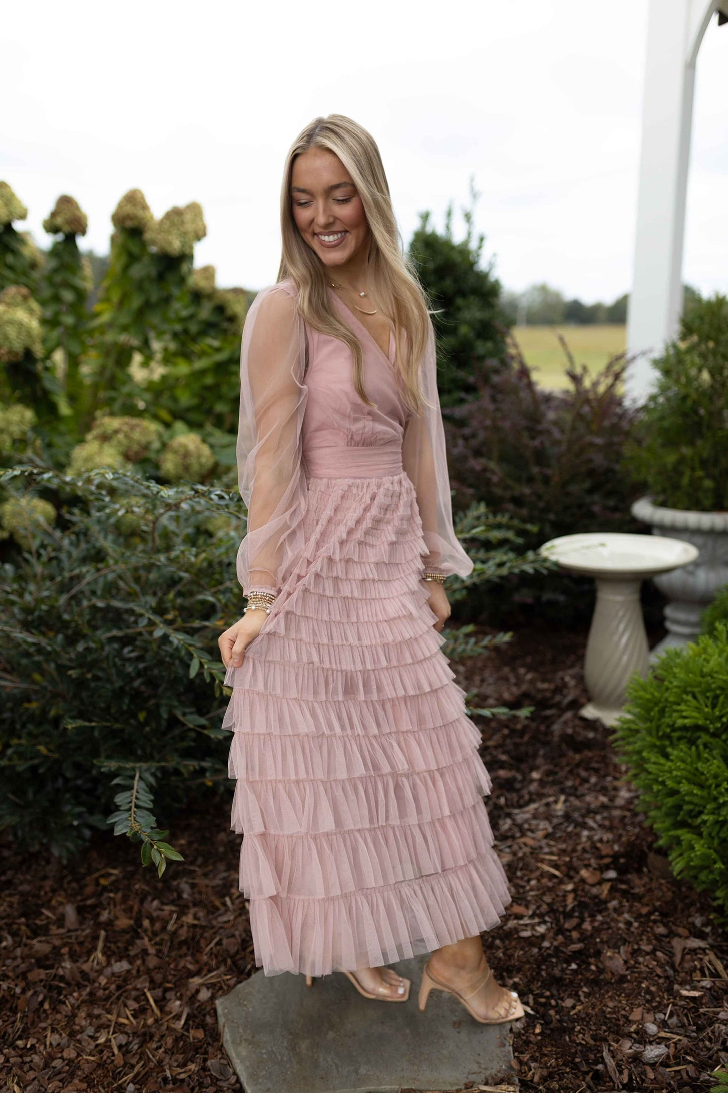 Eloise Ruffled Mesh Midi Dress