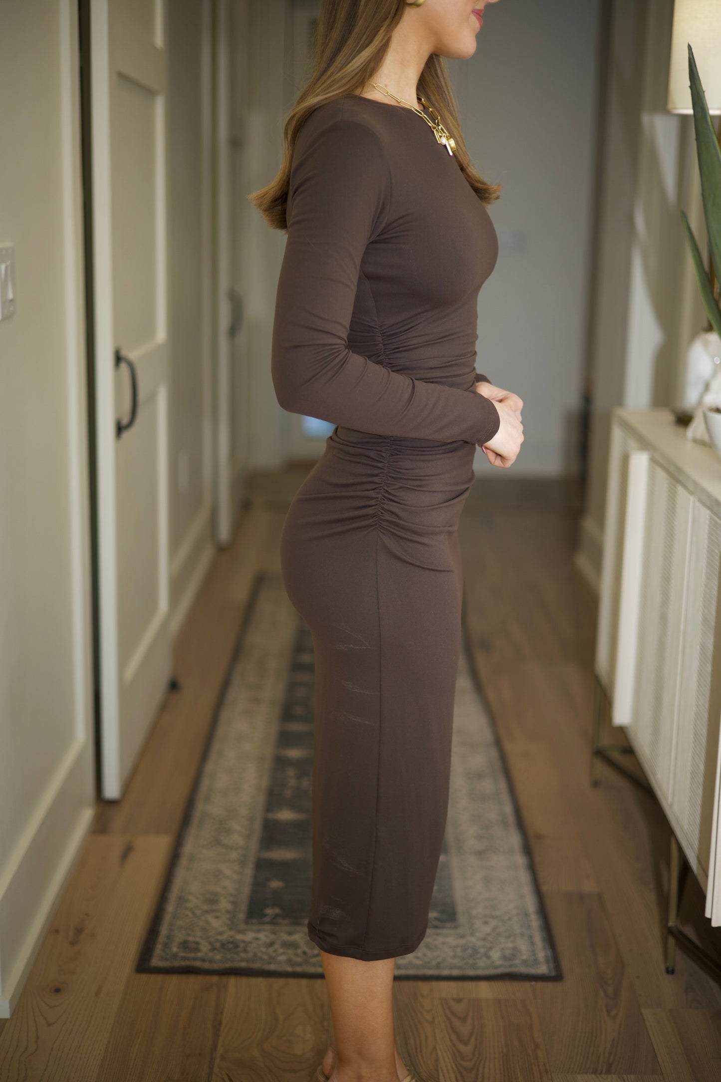 Susana Monaco - Crew Gathered Mini Dress - Brown