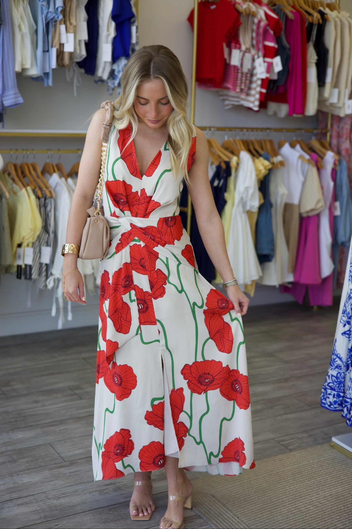Rosalyn Abstract Rose Print Maxi Dress