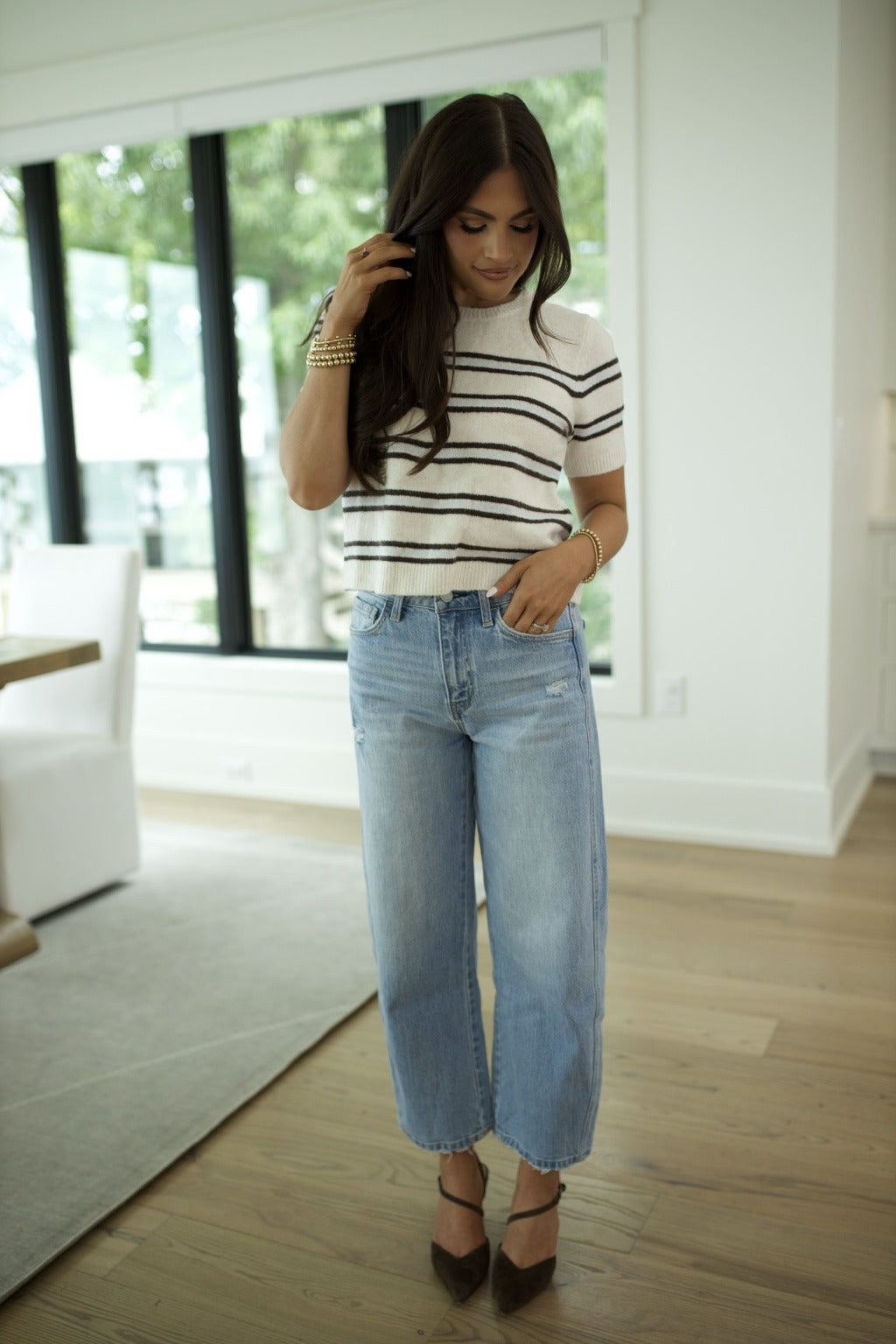 Gatewood Stripe Sweater - Light Oatmeal Heather