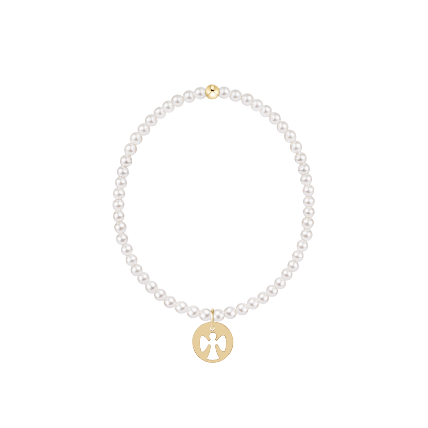 ENEWTON - Classic Pearl 3mm Bracelet - Guardian Angel Gold Disc