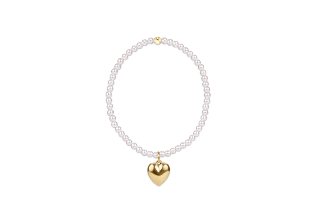 ENEWTON - Classic Pearl 3mm Bracelet - Love Plush Gold Charm 