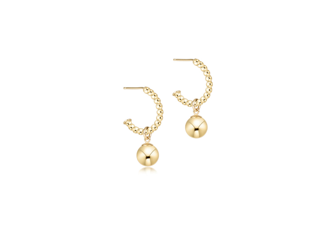 ENEWTON - Beaded Classic 1'' Post Hoop - 2mm Gold - Classic Gold 8mm Charm