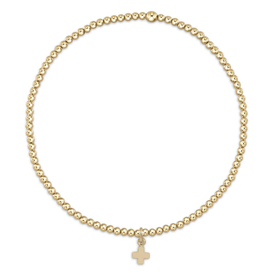 ENEWTON - classic gold 2mm bead bracelet - signature cross small gold charm