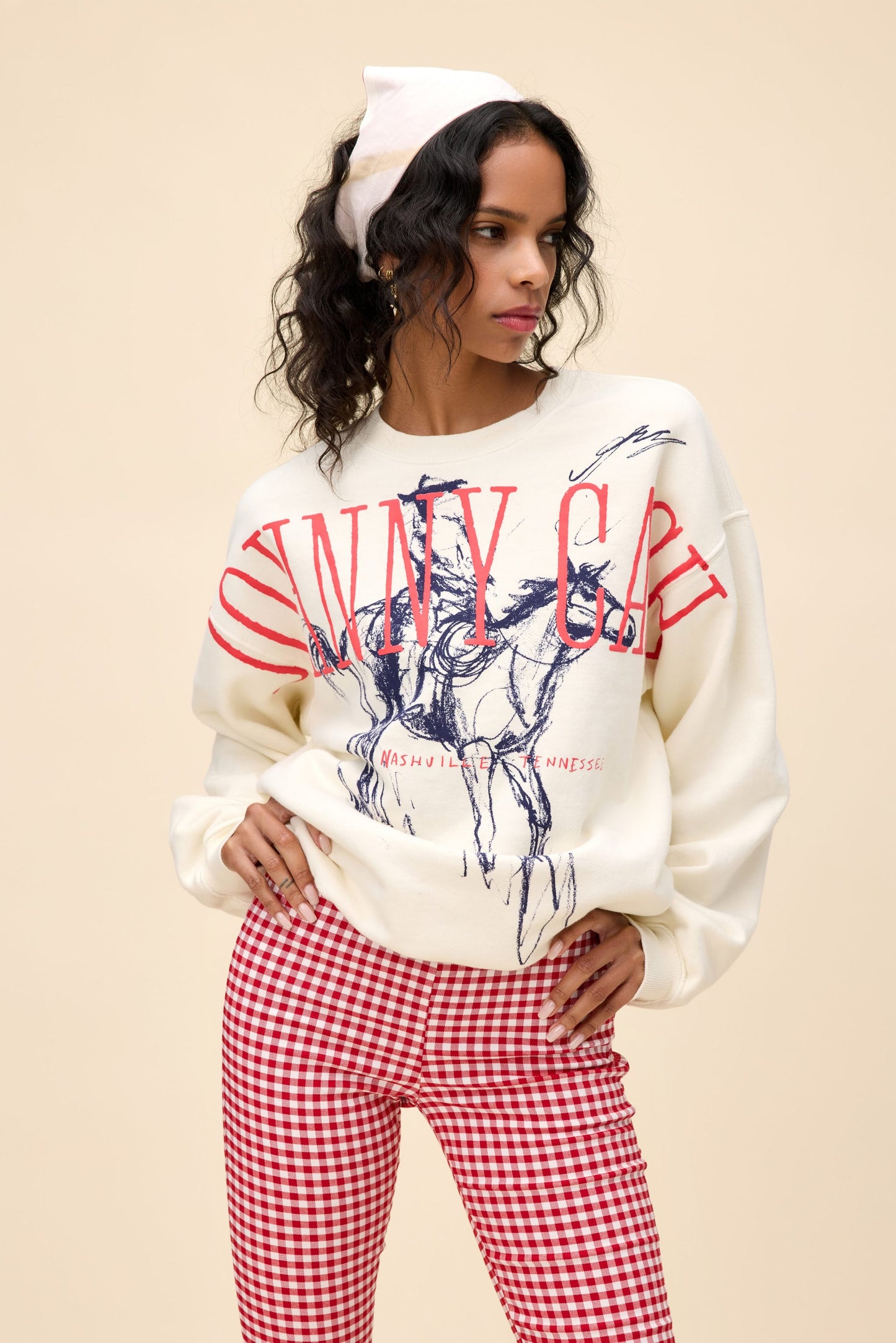 Johnny Cash Wilderness BF Sweatshirt - Stone Vintage