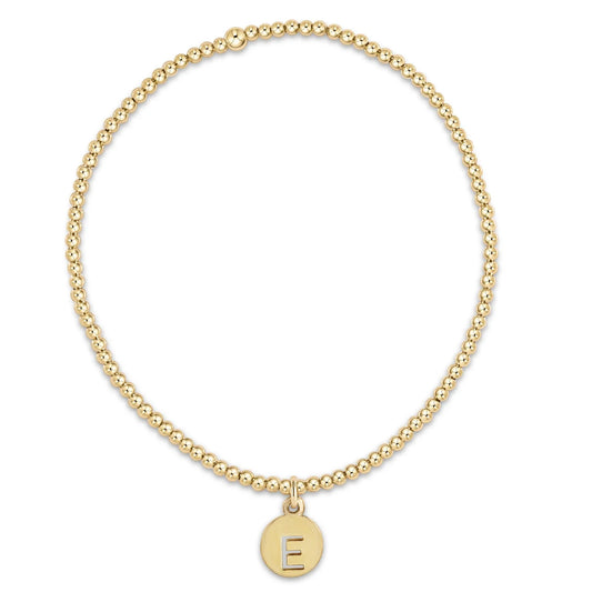 Classic Gold 2mm Bead Bracelet - Respect Small Gold Disc (Letters)