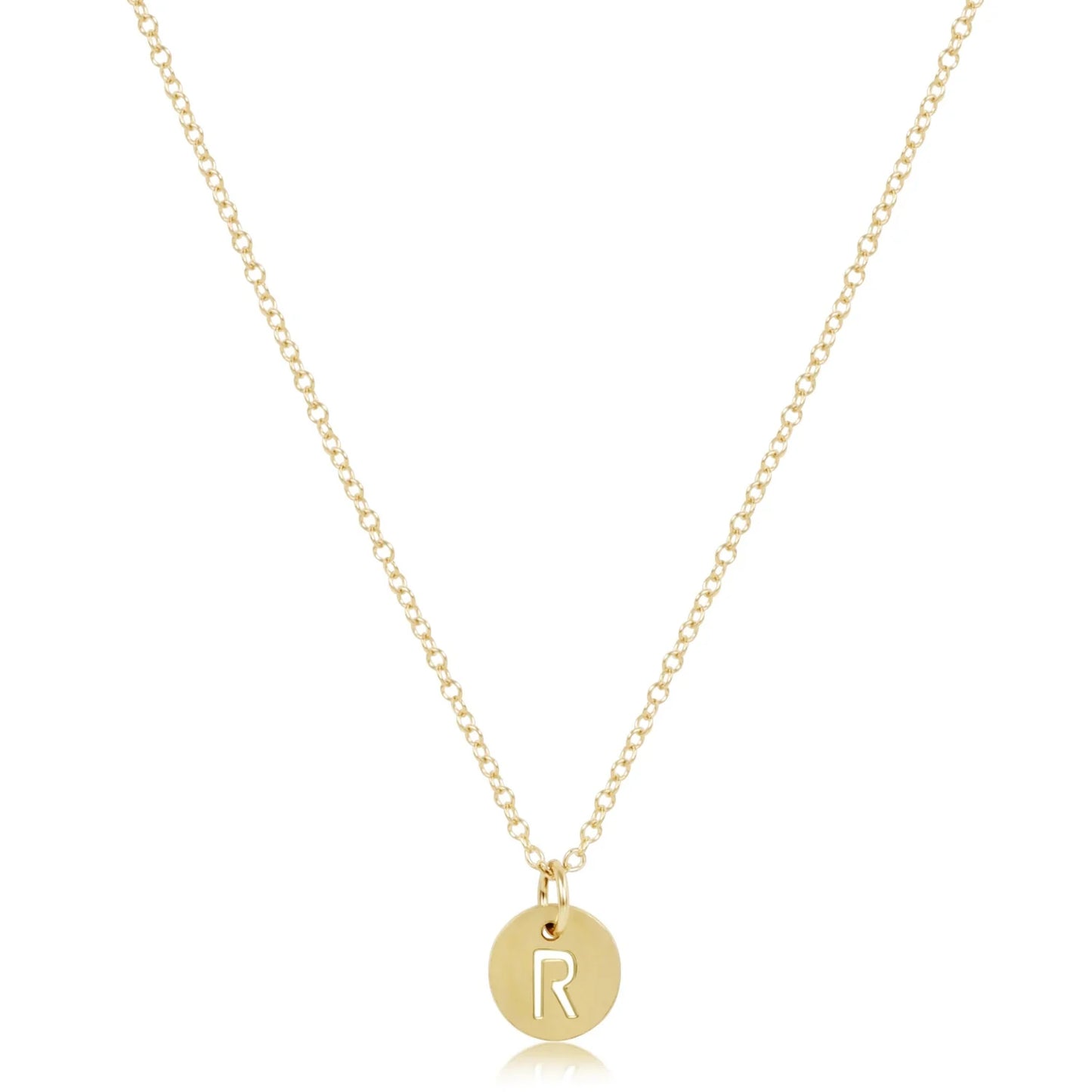 16" Necklace Gold - Respect Small Gold Disc - Letters