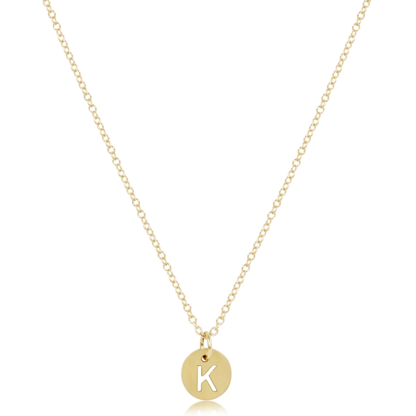 16" Necklace Gold - Respect Small Gold Disc - Letters