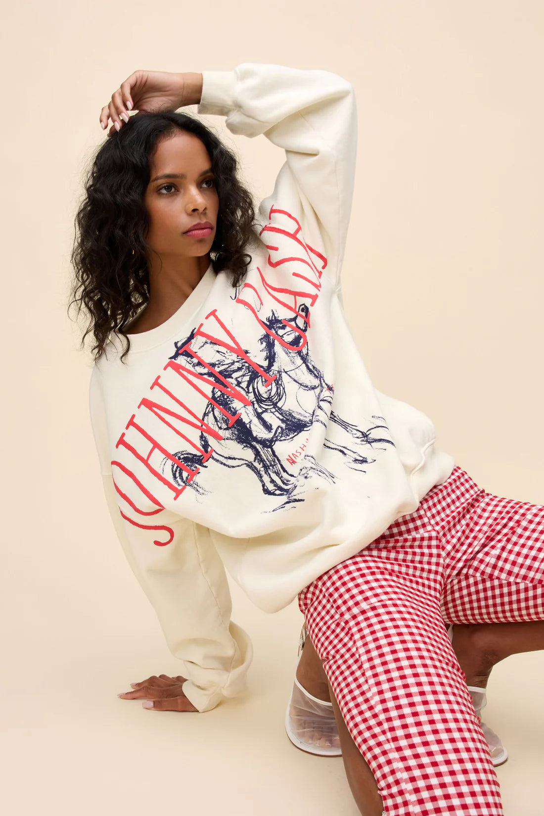 Johnny Cash Wilderness BF Sweatshirt - Stone Vintage