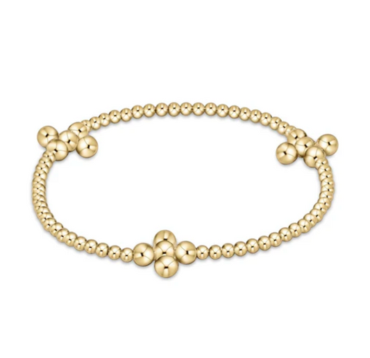 signature cross gold pattern 2.5mm bead bracelet - classic beaded signature cross gold - 4mm bead gold