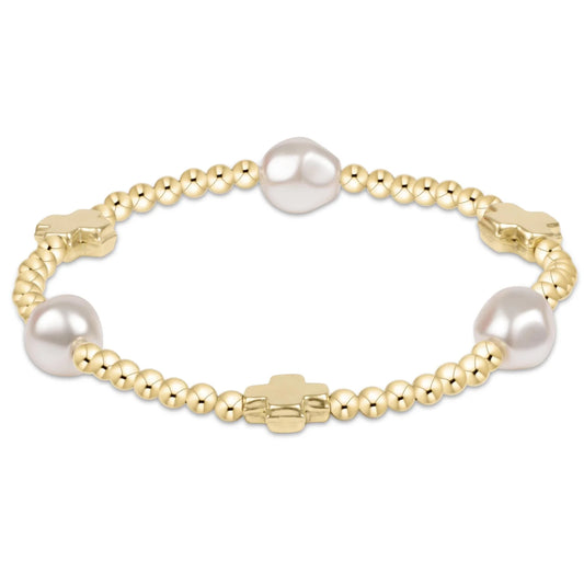 ENEWTON - Signature Cross Admire Pearl Pattern 3mm Bead Bracelet - Gold