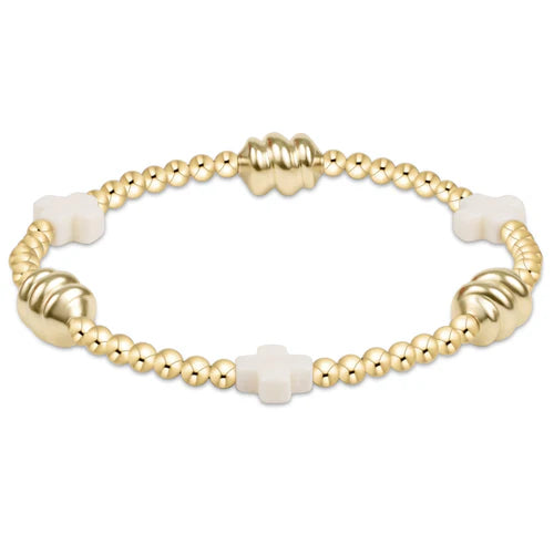Signature Cross Admire Gold 3mm Bracelet - Off White