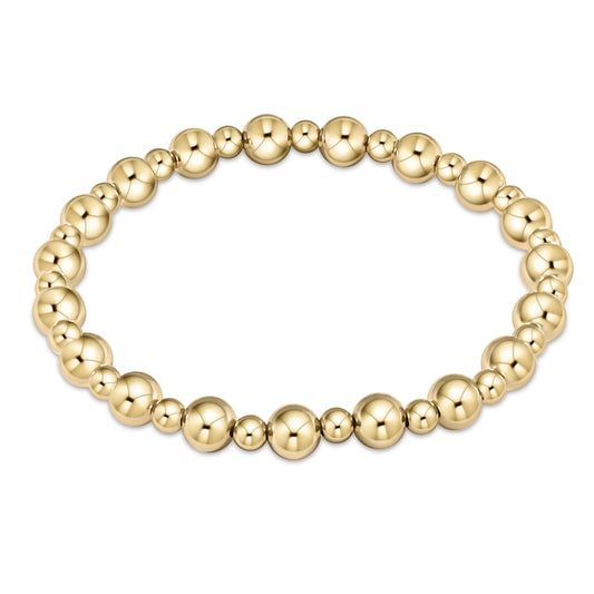 CLASSIC GRATEFUL PATTERN 6MM BEAD BRACELET - GOLD