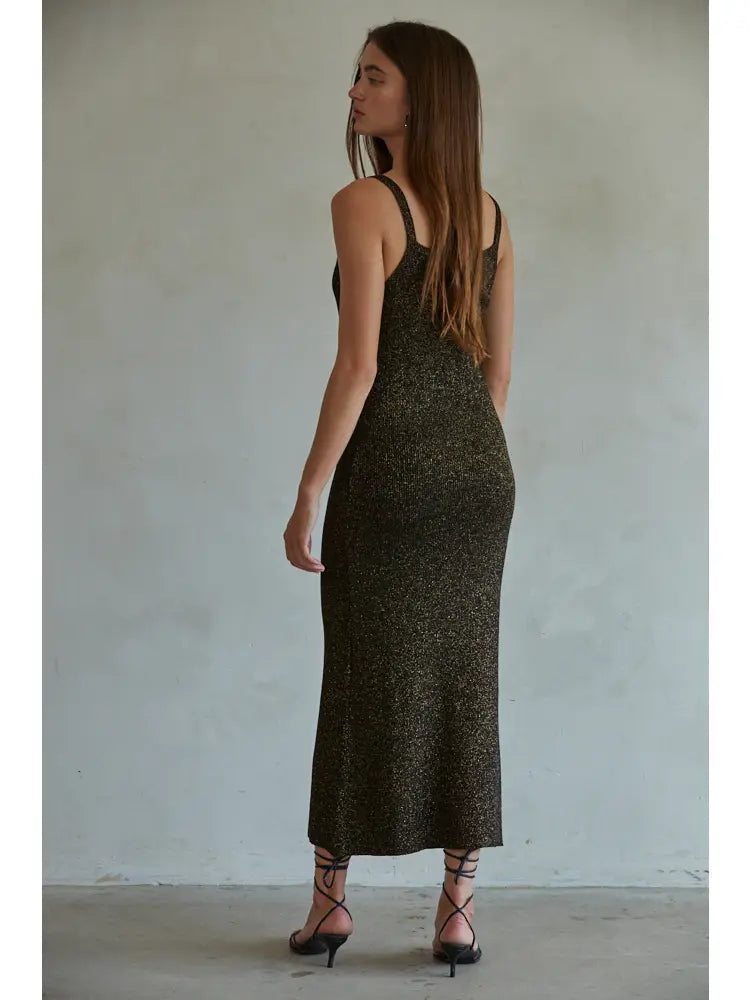 Wild Rush Sweater Dress - Black/Gold