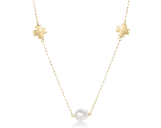 ENEWTON - 15" CHOKER SIGNATURE CROSS ADMIRE SIMPLICITY CHAIN GOLD - PEARL