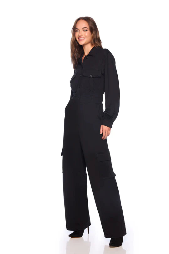 SM - Cargo Long Sleeve Jumpsuit - Black