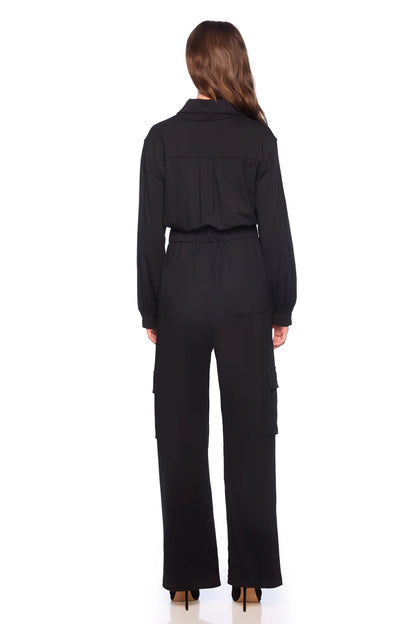 SM - Cargo Long Sleeve Jumpsuit - Black