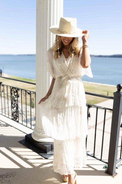 MM - Splatter Print Silk Dress - Beige