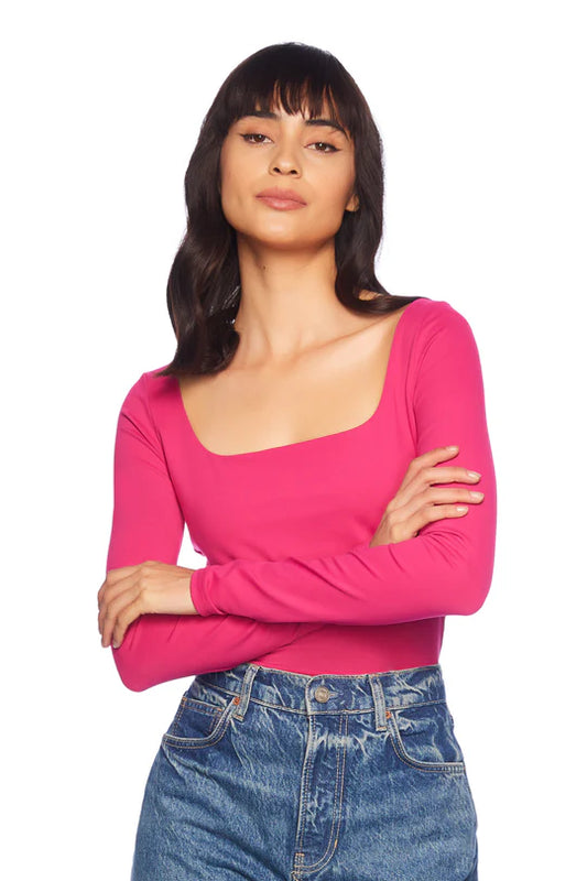 SM - Long Sleeve Scoop Front Top - Peony