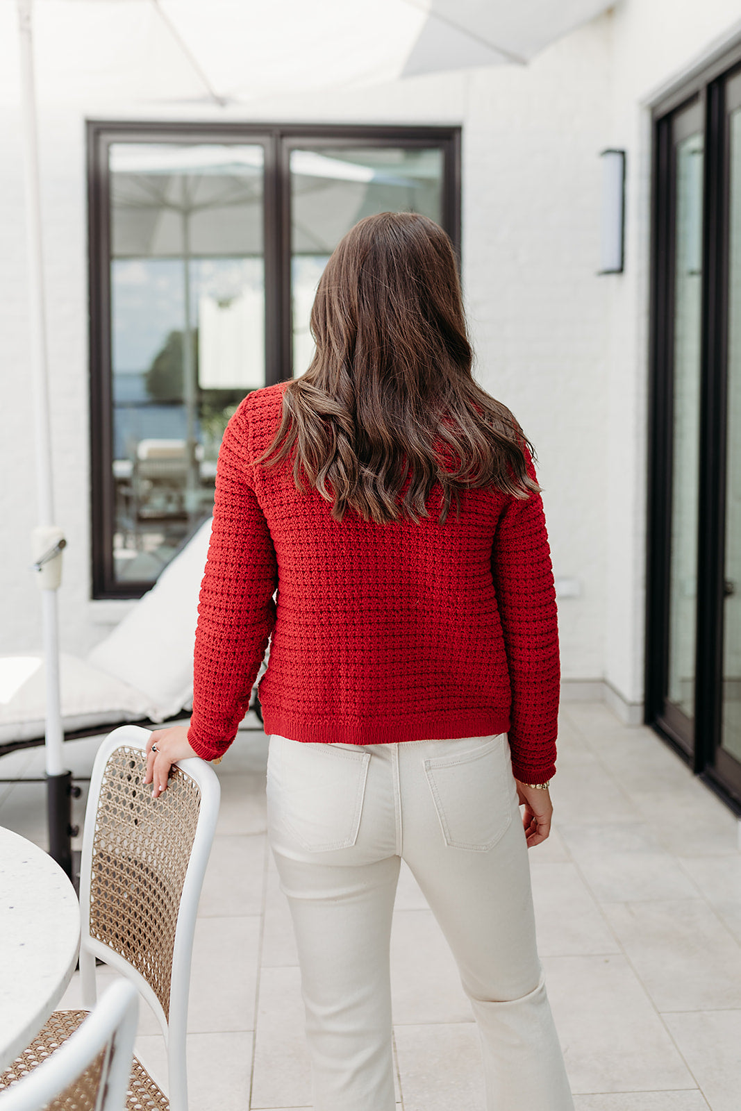 Cambria Button Down Cardigan - Deep Crimson