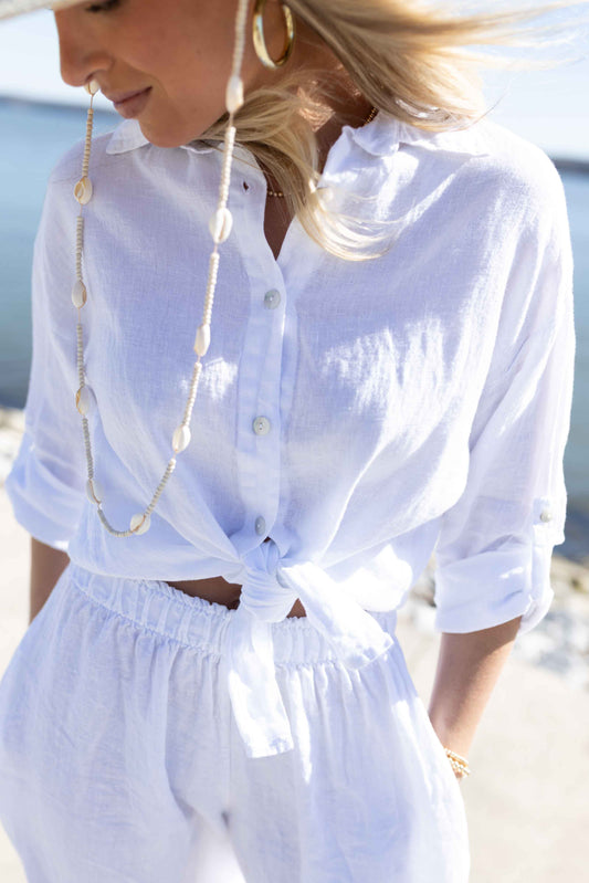 MM - Linen Button Up Shirt - White