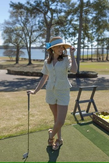 Embroidered Eyelet Short Set