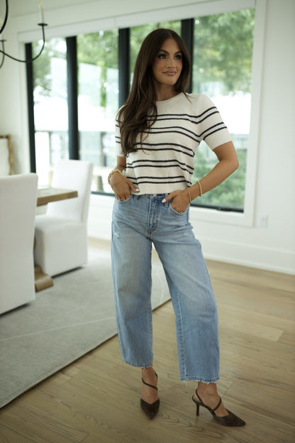 Gatewood Stripe Sweater - Light Oatmeal Heather