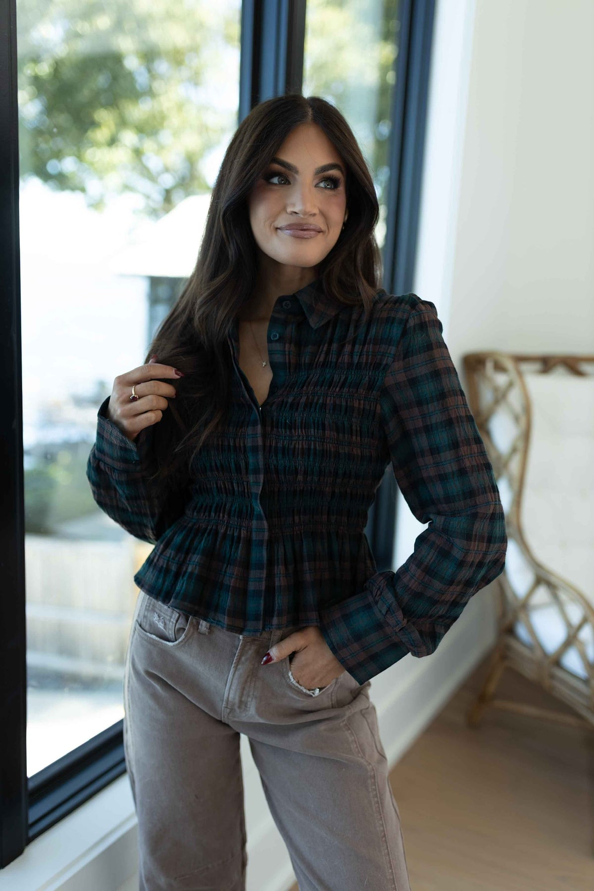 Belle Brown Plaid Top
