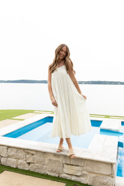 Marseille Midi Dress - Salt Linen