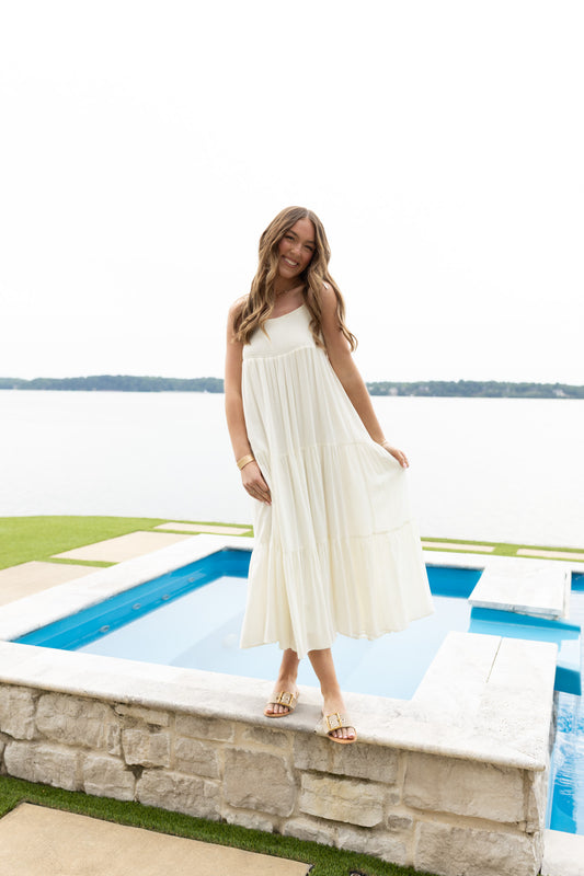 Marseille Midi Dress - Salt Linen