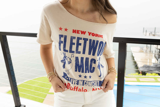 Fleetwood Mac Live In Concert Off The Shoulder Tee - Dirty White