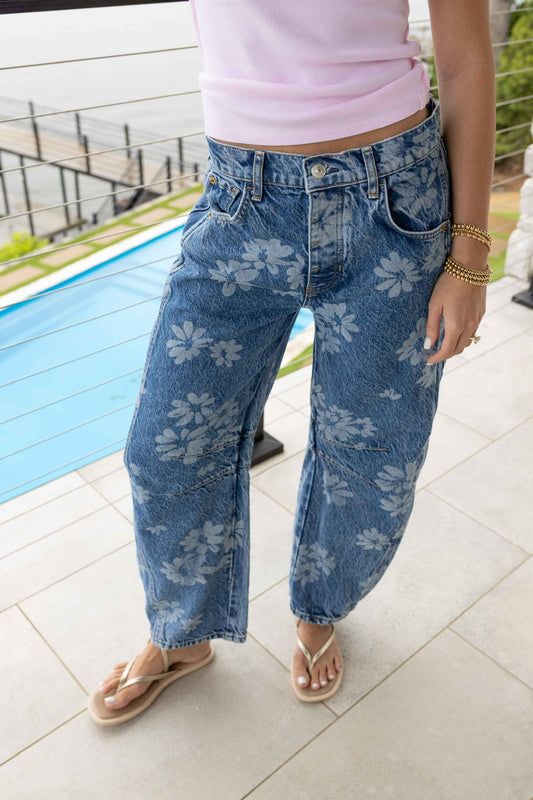 Good Luck Printed Barre Jean - Laser Daisy