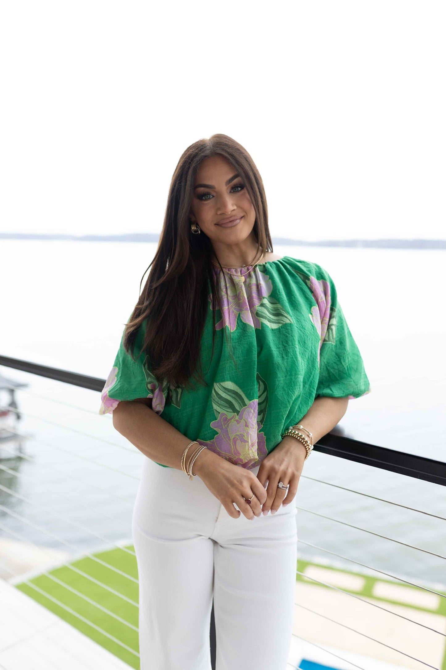 Brenda Top - Green Floral