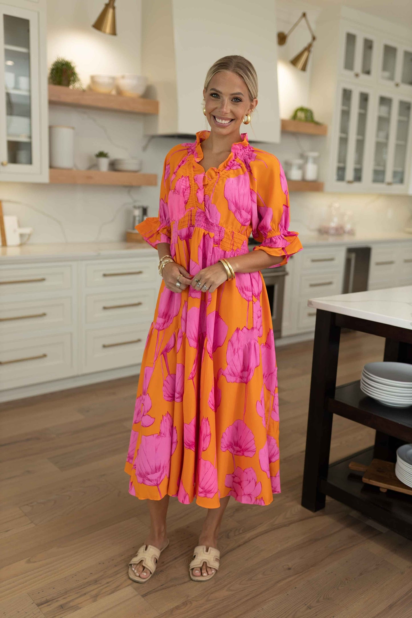Angela Dress - Pink/Orange