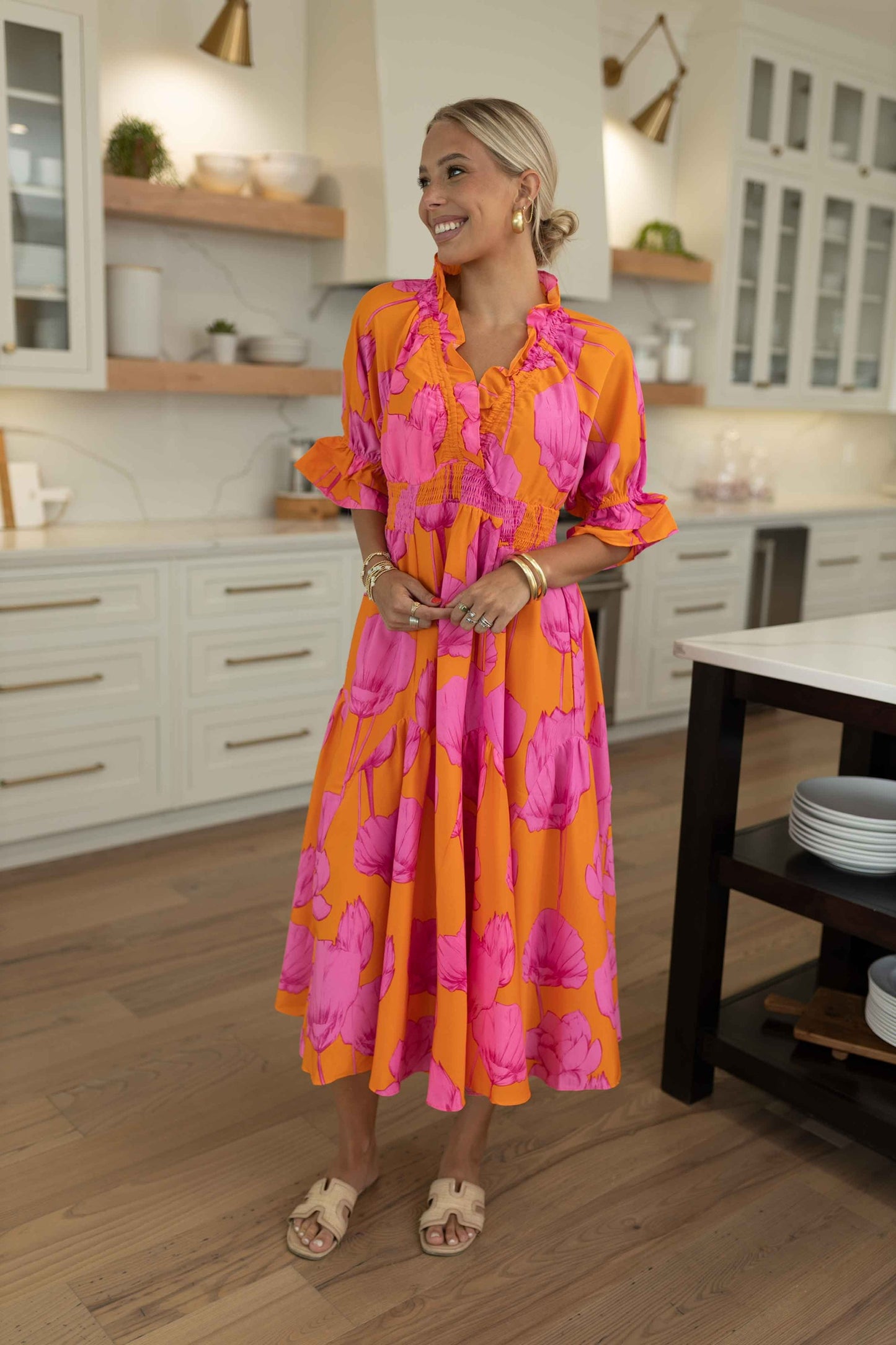 Angela Dress - Pink/Orange