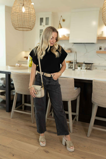 Margot Mock Neck Sweater - Black