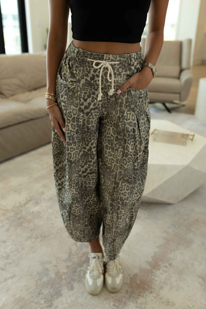 Leopard Drift Barrel Pant