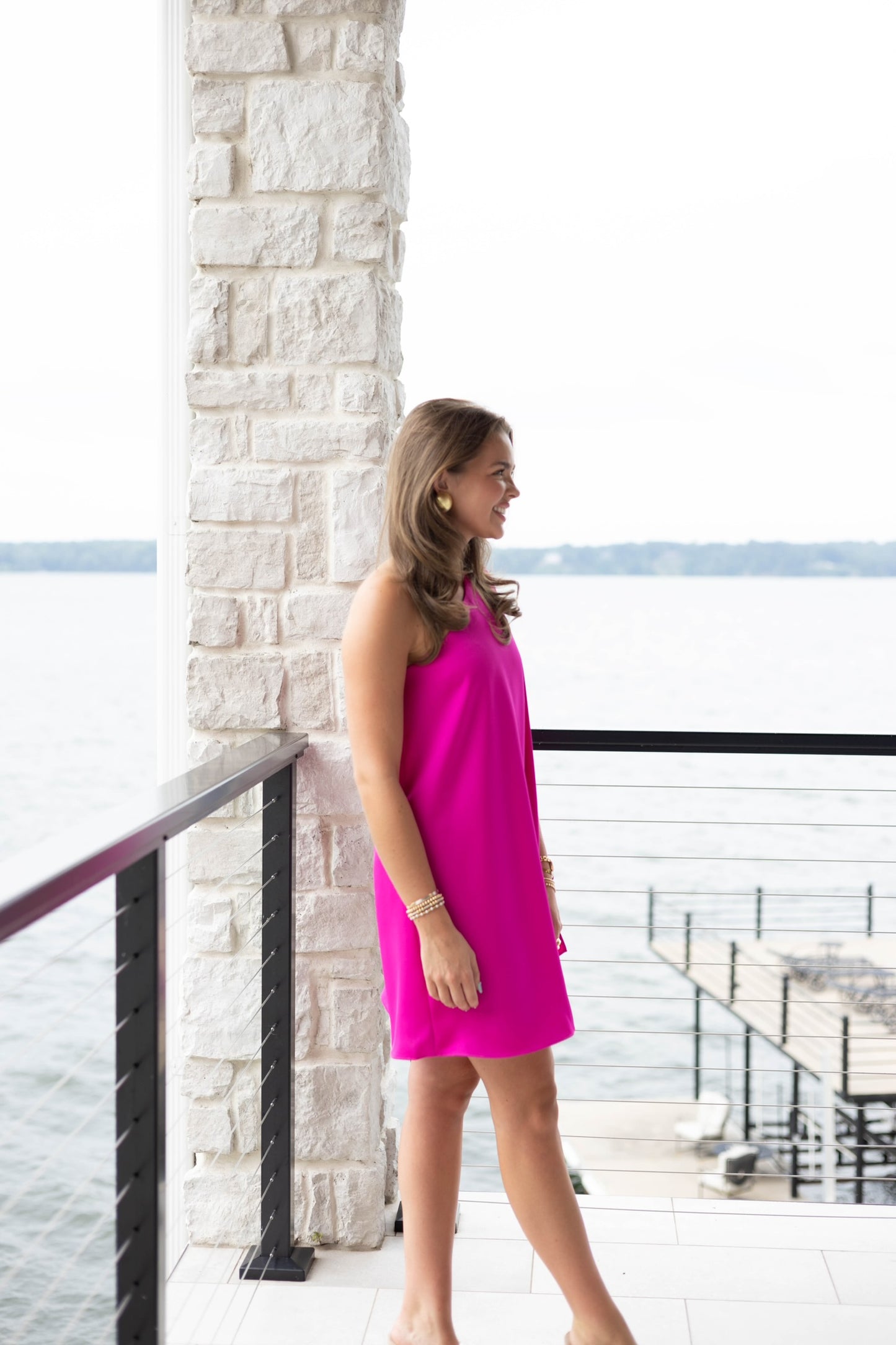 Cameron One Shoulder Dress - Hot Pink