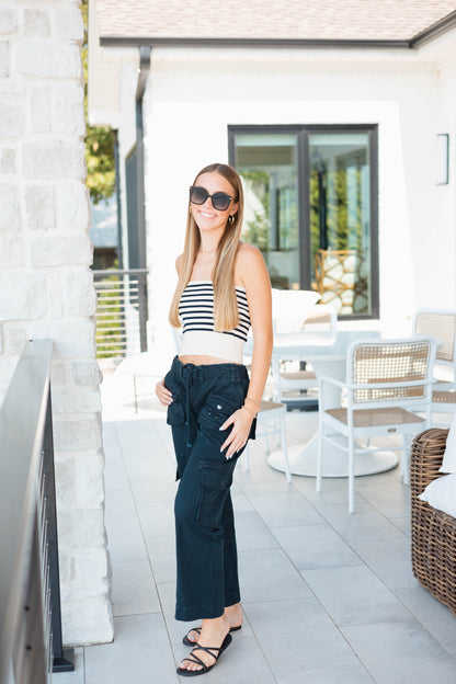 Stacie Stripe Tube Top - Cream / Navy